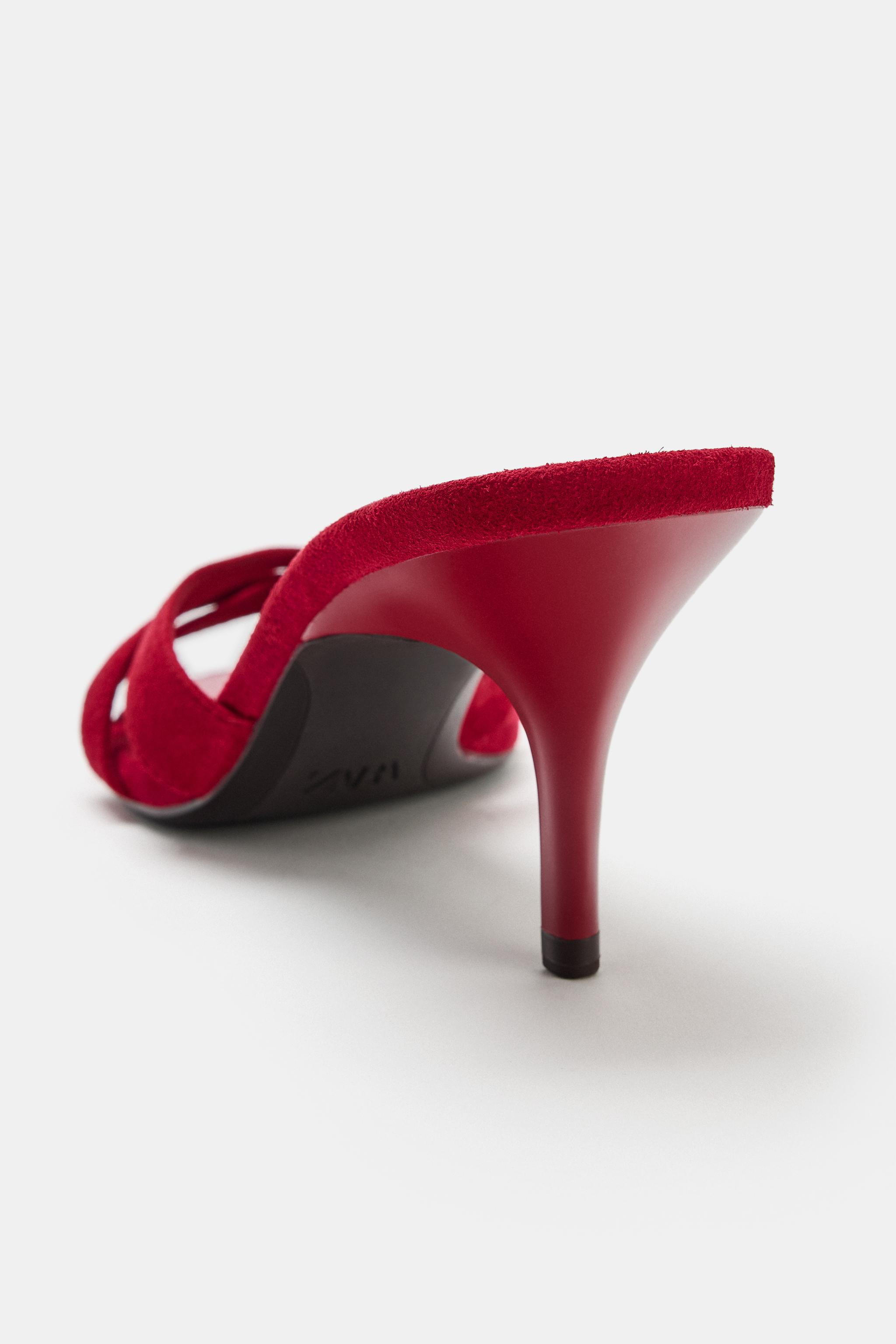 LEATHER HEELED MULE SANDALS
